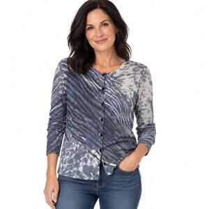 Joseph A Blue Abstract pattern cardigan women M new with tag